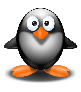 Adorable Cartoon Penguin Clipart with Expressive Big Eyes and Orange Beak