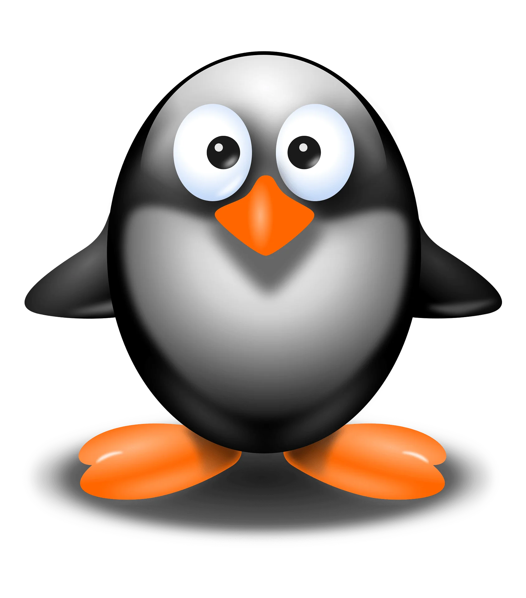 Adorable Cartoon Penguin Clipart with Expressive Big Eyes and Orange Beak