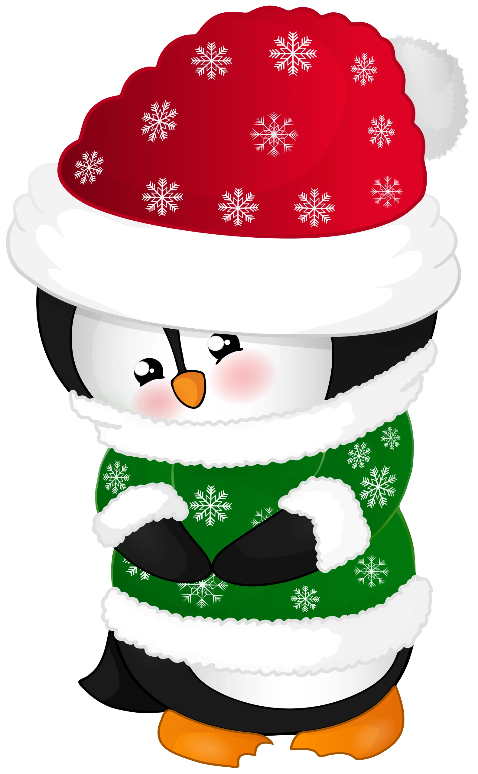 Adorable Winter Wonderland Penguin Clipart with Festive Christmas Attire