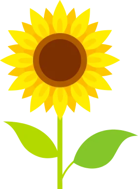 Cheerful Sunflower Clipart Design with Radiant Yellow Petals and Brown Center