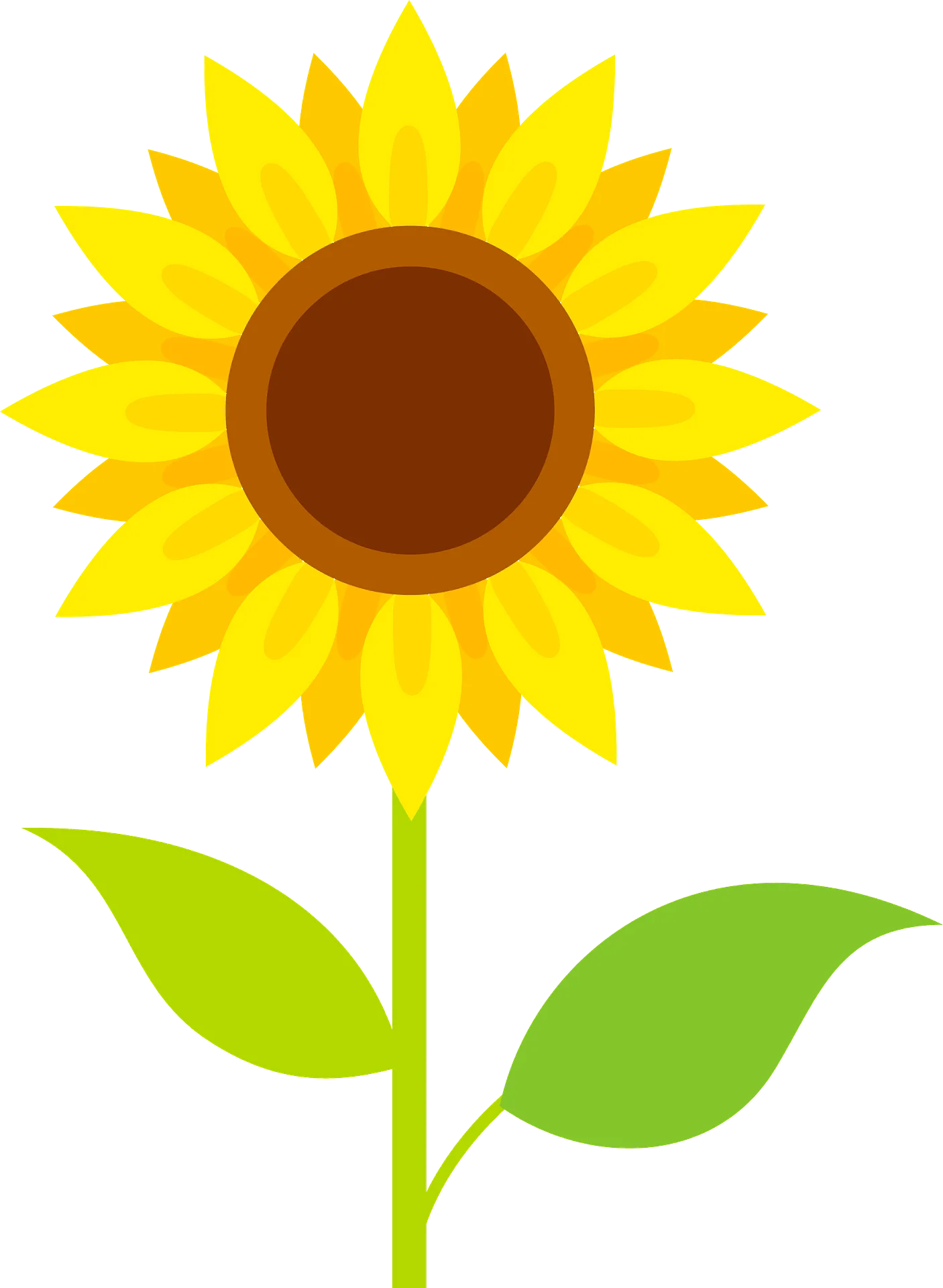 Cheerful Sunflower Clipart Design with Radiant Yellow Petals and Brown Center