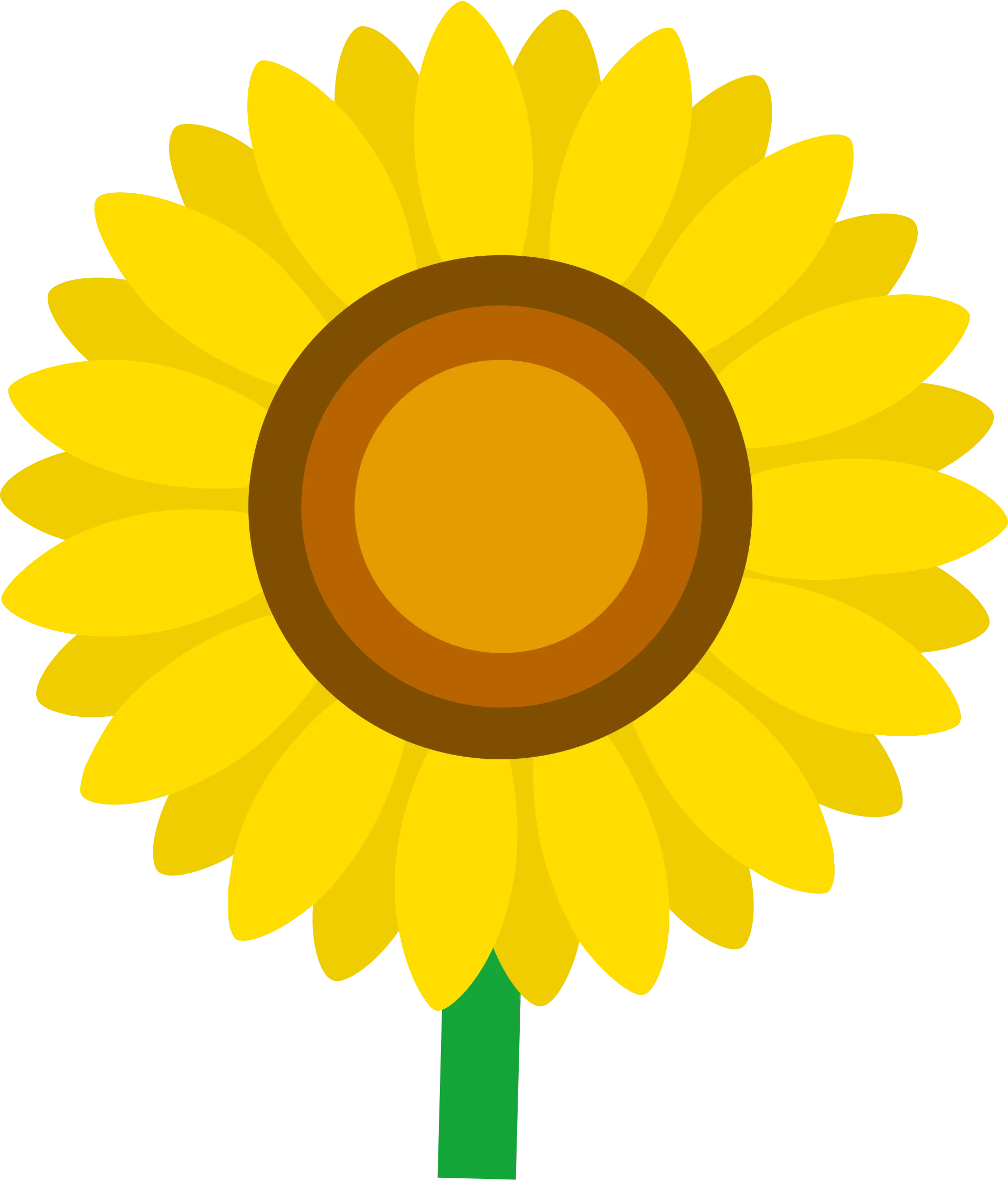 Cheerful Sunflower Clipart Illustration with Bold Yellow Petals and Warm Center