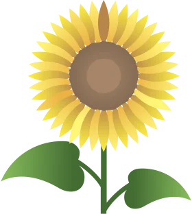 Cheerful Sunflower Clipart Illustration with Radiant Yellow Petals and Green Leaves