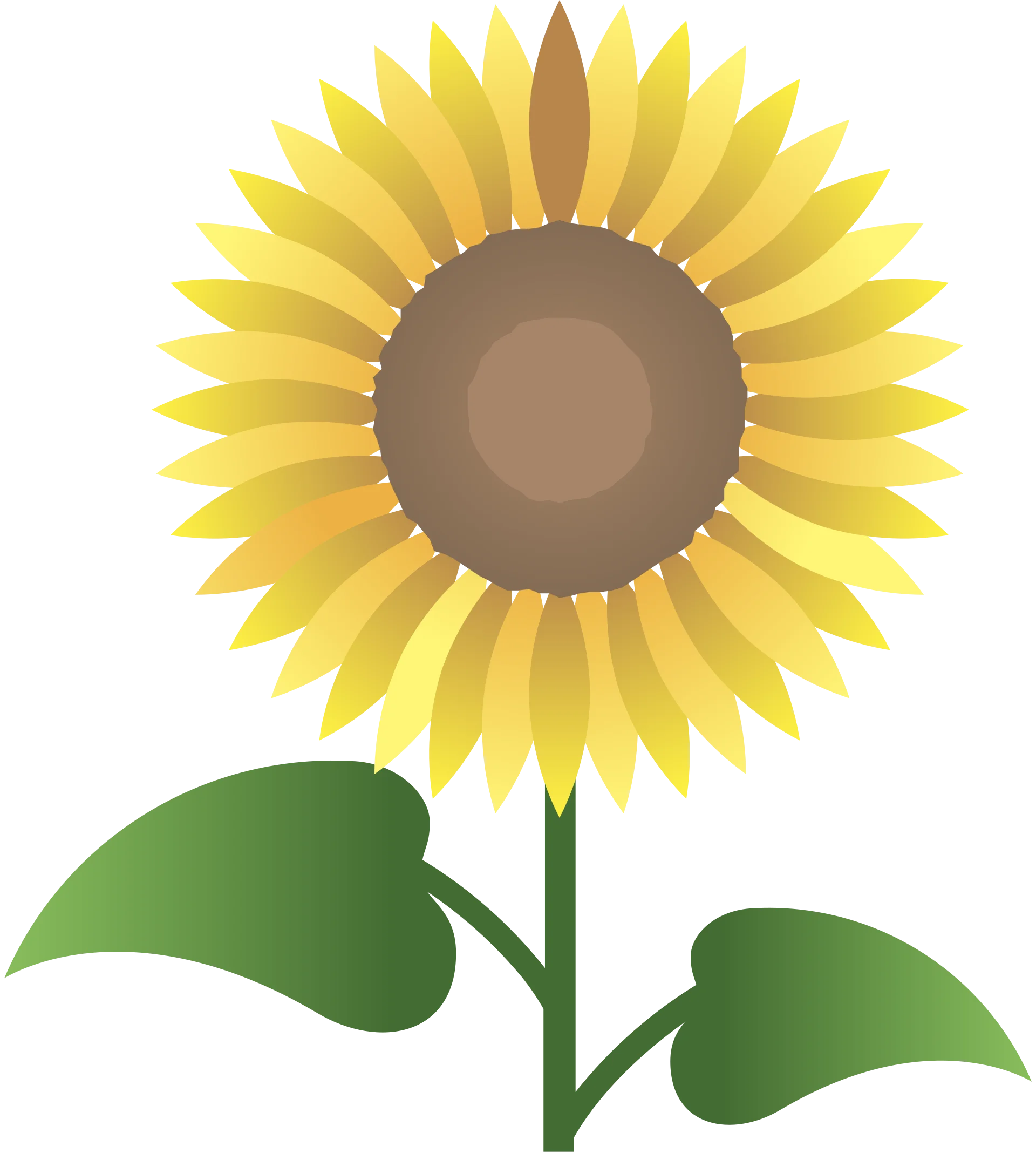 Cheerful Sunflower Clipart Illustration with Radiant Yellow Petals and Green Leaves