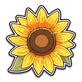 Cheerful Sunflower Clipart: Radiant Yellow Petals with Warm Brown Center Design