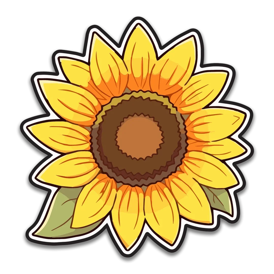 Cheerful Sunflower Clipart: Radiant Yellow Petals with Warm Brown Center Design