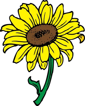 Cheerful Yellow Sunflower Clipart: A Radiant Botanical Illustration with Bold Charm