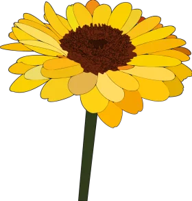 Cheerful Yellow Sunflower Clipart Illustration with Radiant Petals and Dark Center