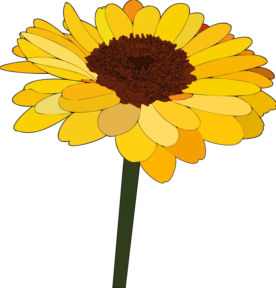 Cheerful Yellow Sunflower Clipart Illustration with Radiant Petals and Dark Center