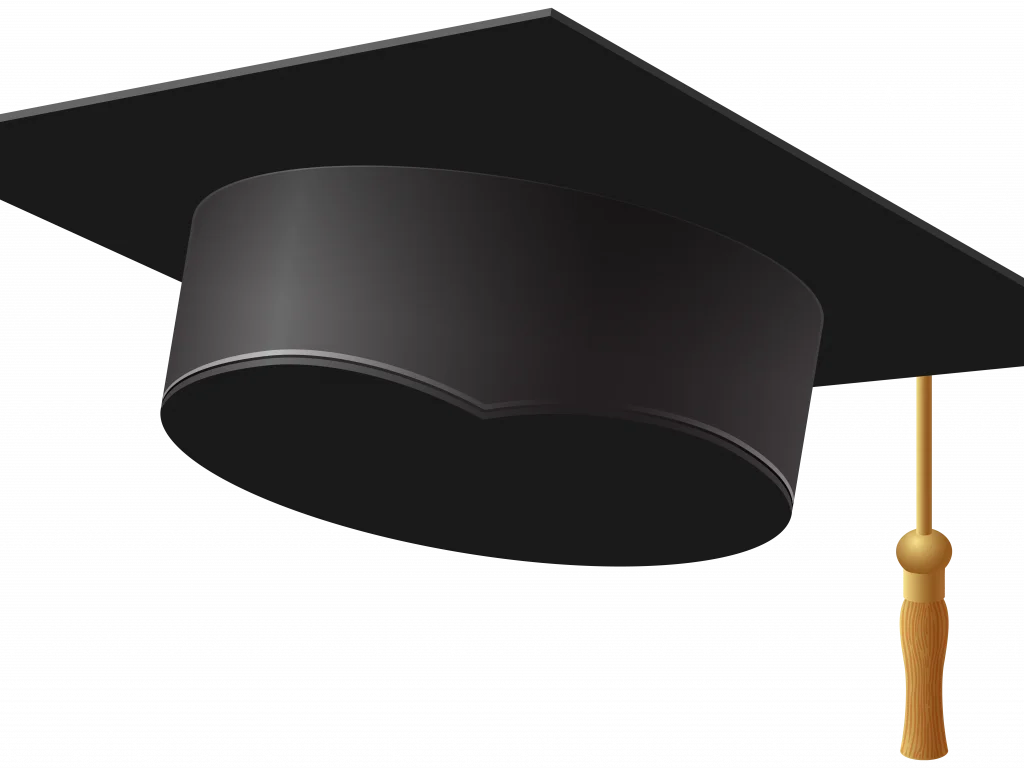 Classic Black Graduation Cap Clipart: Academic Achievement Symbol