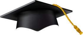 Classic Black Graduation Cap Clipart: Academic Achievement Symbol with Golden Tassel
