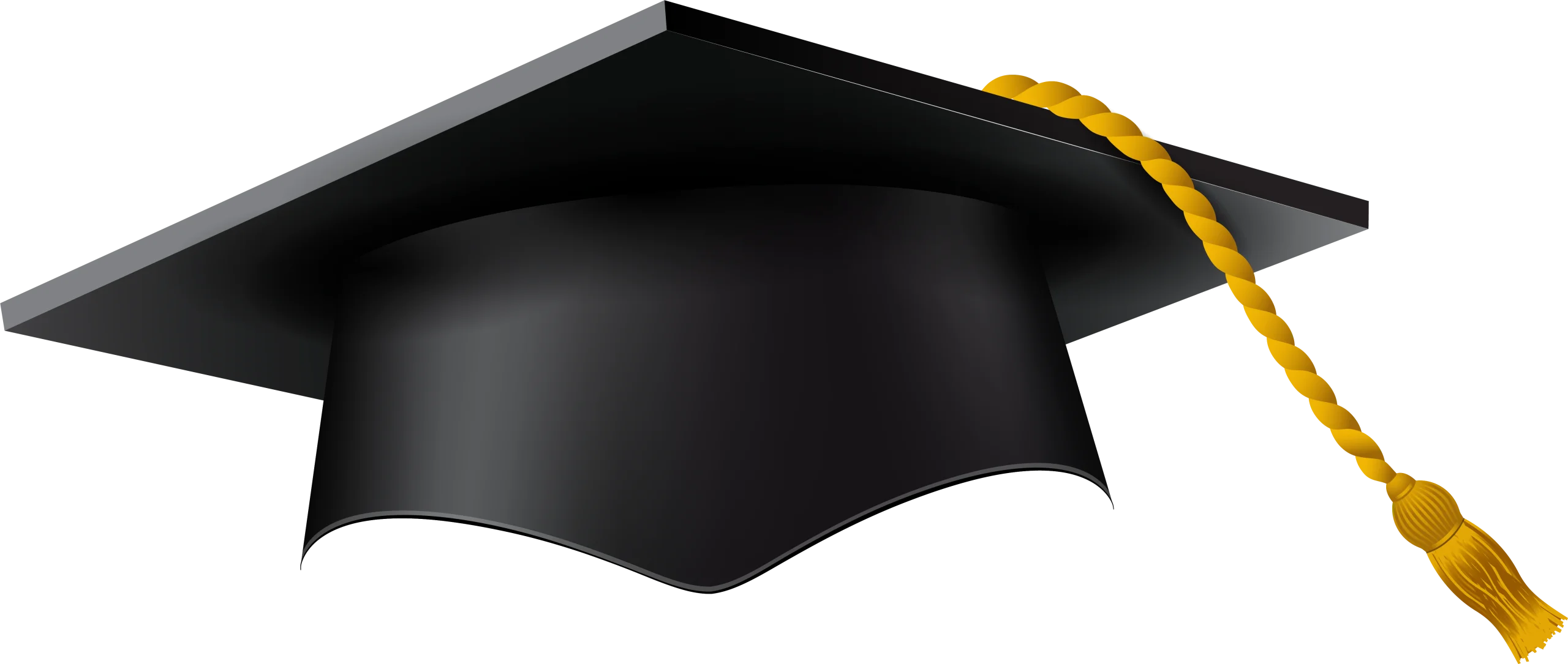 Classic Black Graduation Cap Clipart: Academic Achievement Symbol with Golden Tassel