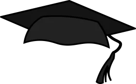 Classic Black Graduation Cap Clipart - Symbolic Academic Achievement Icon
