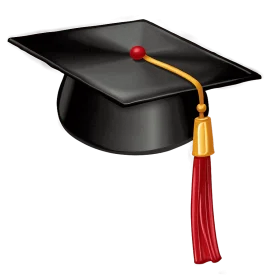 Classic Black Graduation Cap Clipart with Elegant Red and Gold Tassel