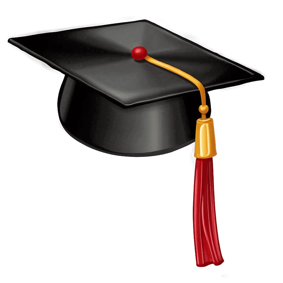 Classic Black Graduation Cap Clipart with Elegant Red and Gold Tassel