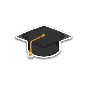 Classic Black Graduation Cap Clipart with Golden Tassel Elegance
