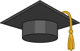 Classic Black Graduation Cap Clipart with Golden Tassel Elegance