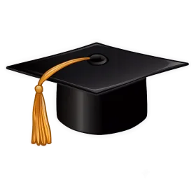 Classic Black Graduation Cap Clipart with Golden Tassel - Academic Achievement Symbol