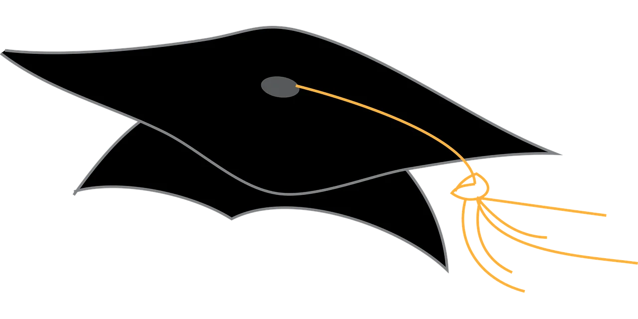 Classic Black Graduation Cap Clipart with Golden Tassel Symbolic of Academic Achievement