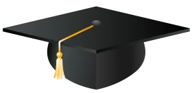 Classic Black Square Academic Graduation Cap Clipart Illustration Design