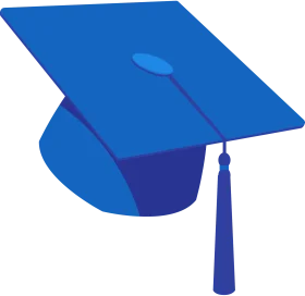 Classic Blue Graduation Cap Clipart: Academic Achievement Symbol