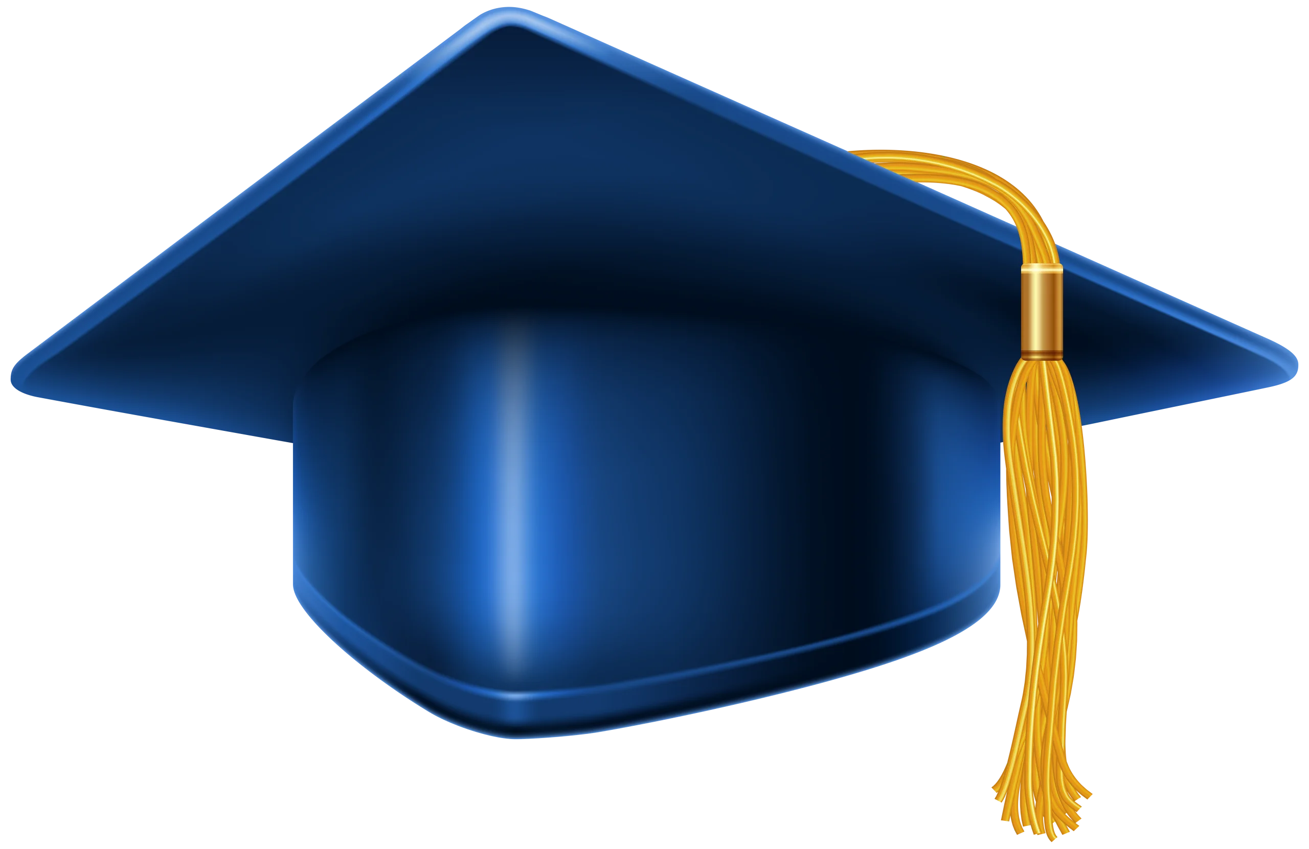 Classic Navy Blue Graduation Cap Clipart with Golden Tassel Accent