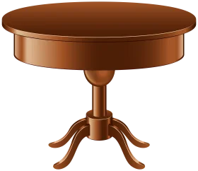 Classic Wooden Round Pedestal Table Clipart with Elegant Curved Legs