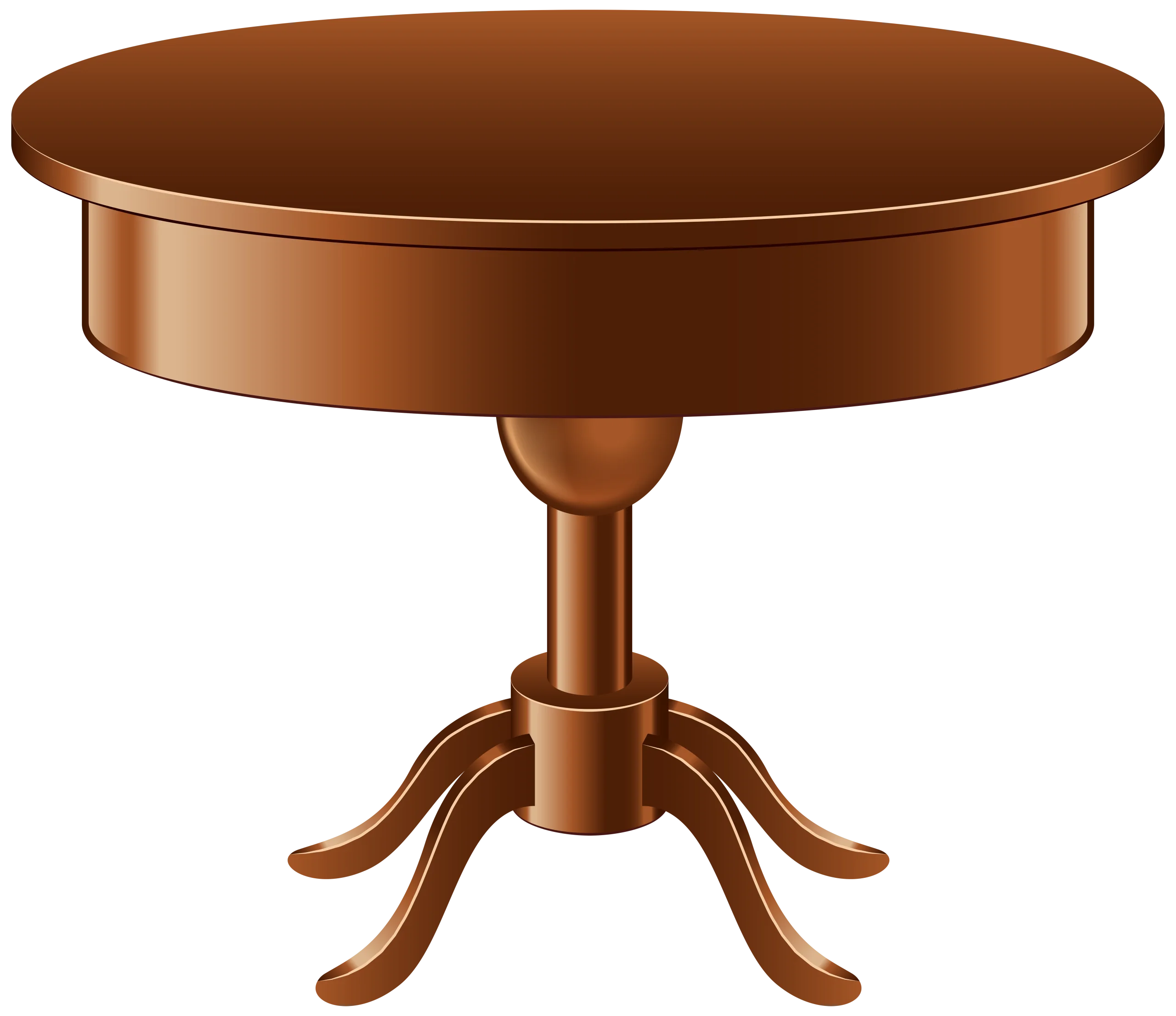 Classic Wooden Round Pedestal Table Clipart with Elegant Curved Legs