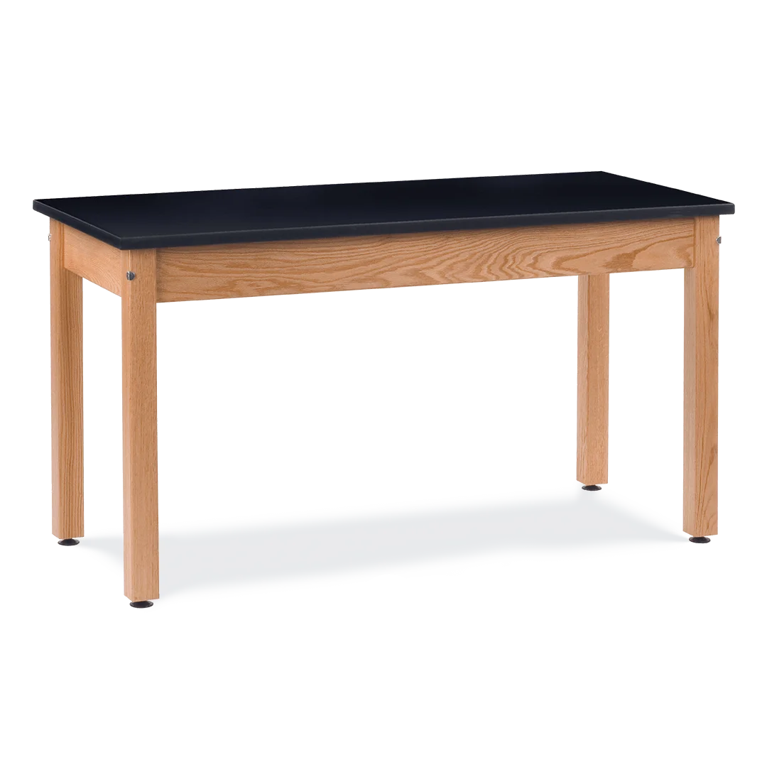 Classic Wooden Science Laboratory Table Clipart with Black Countertop Surface