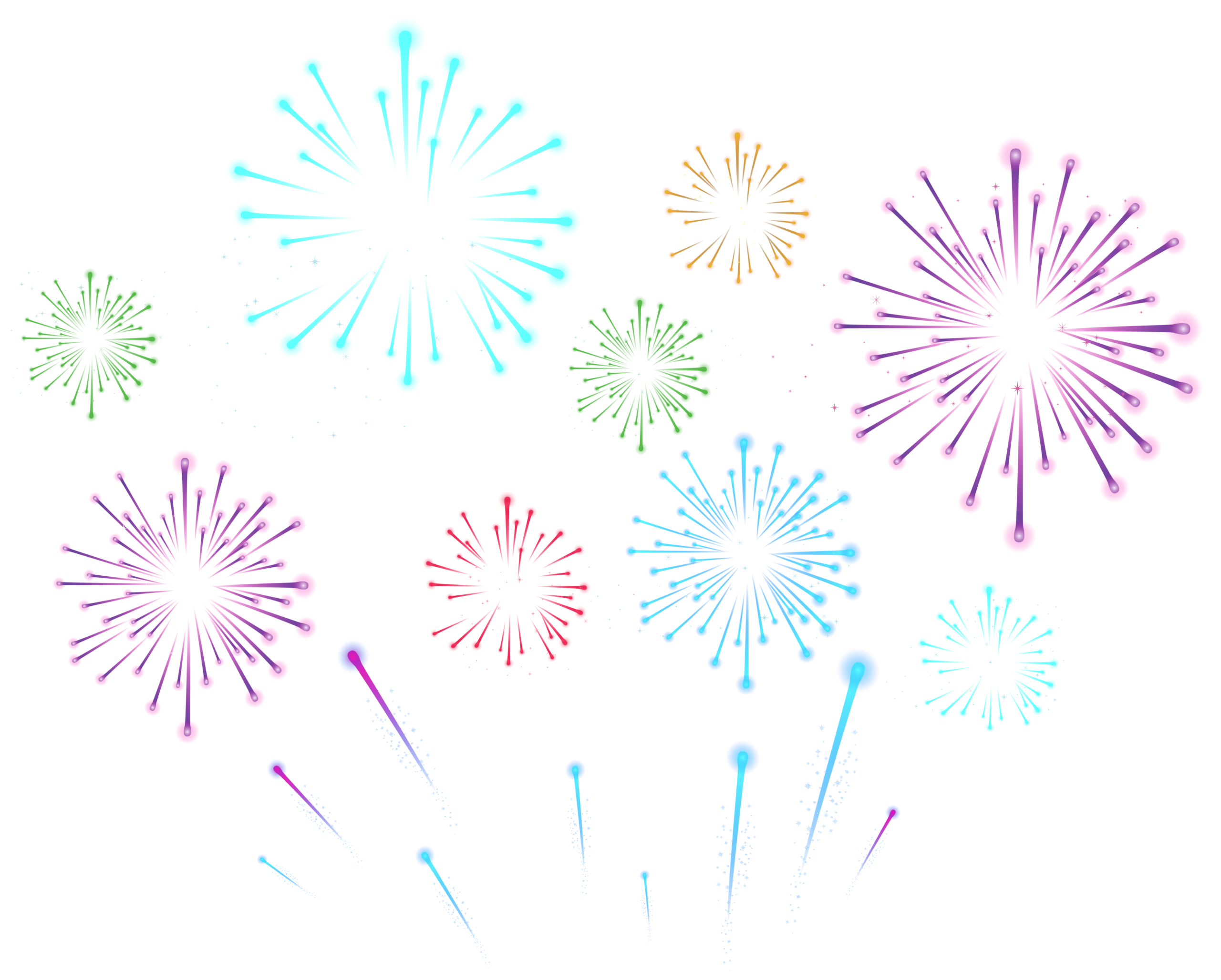 Delicate Pastel Fireworks Celebration Clipart - Festive Sky Art Design