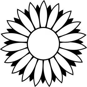 Elegant Black and White Sunflower Clipart with Symmetrical Petal Design