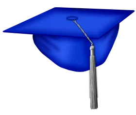 Elegant Blue Graduation Cap Clipart with Sophisticated Silver Tassel