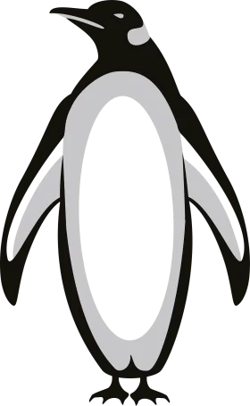 Elegant Monochrome Penguin Clipart - Stylish Antarctic Bird Silhouette Design