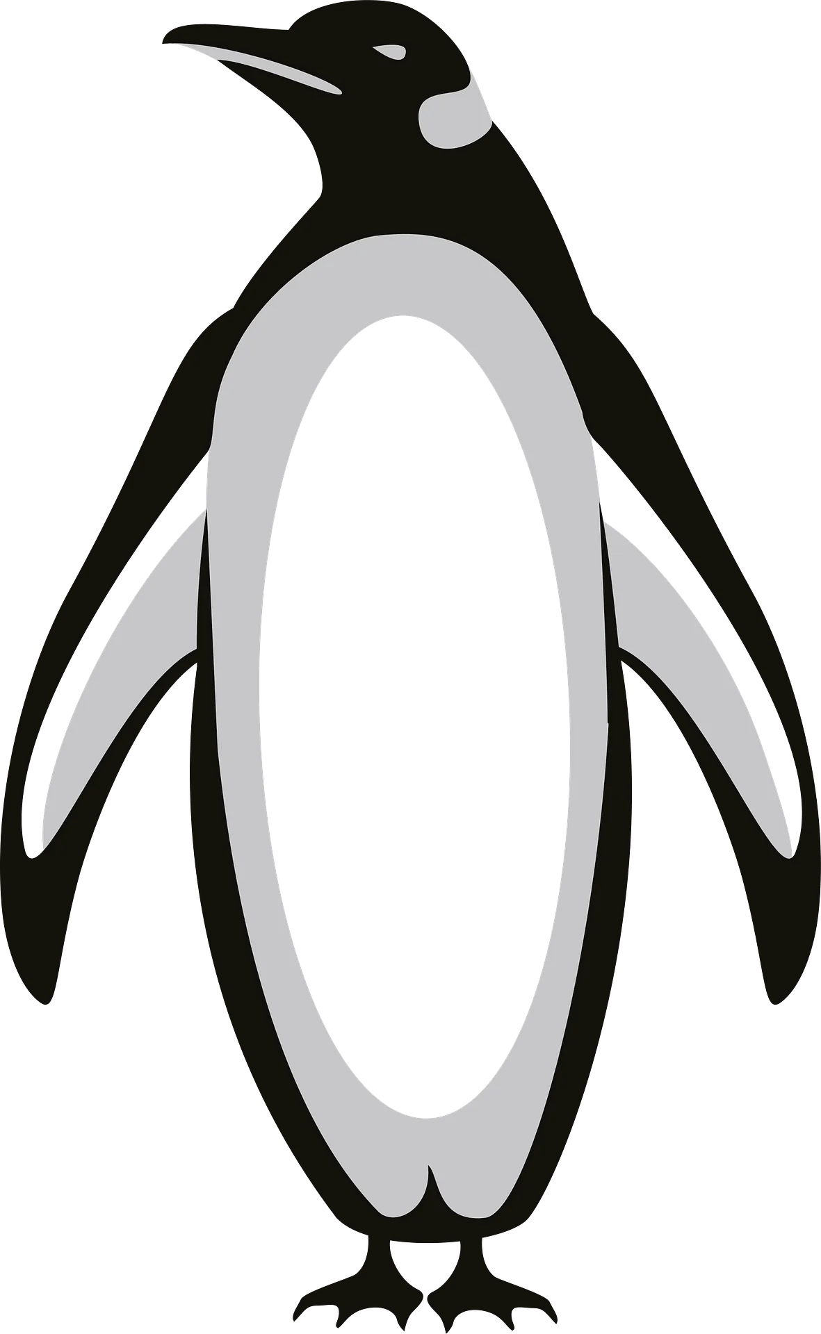 Elegant Monochrome Penguin Clipart - Stylish Antarctic Bird Silhouette Design