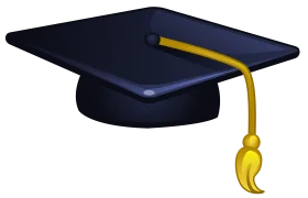 Elegant Navy Blue Academic Graduation Cap Clipart with Golden Tassel