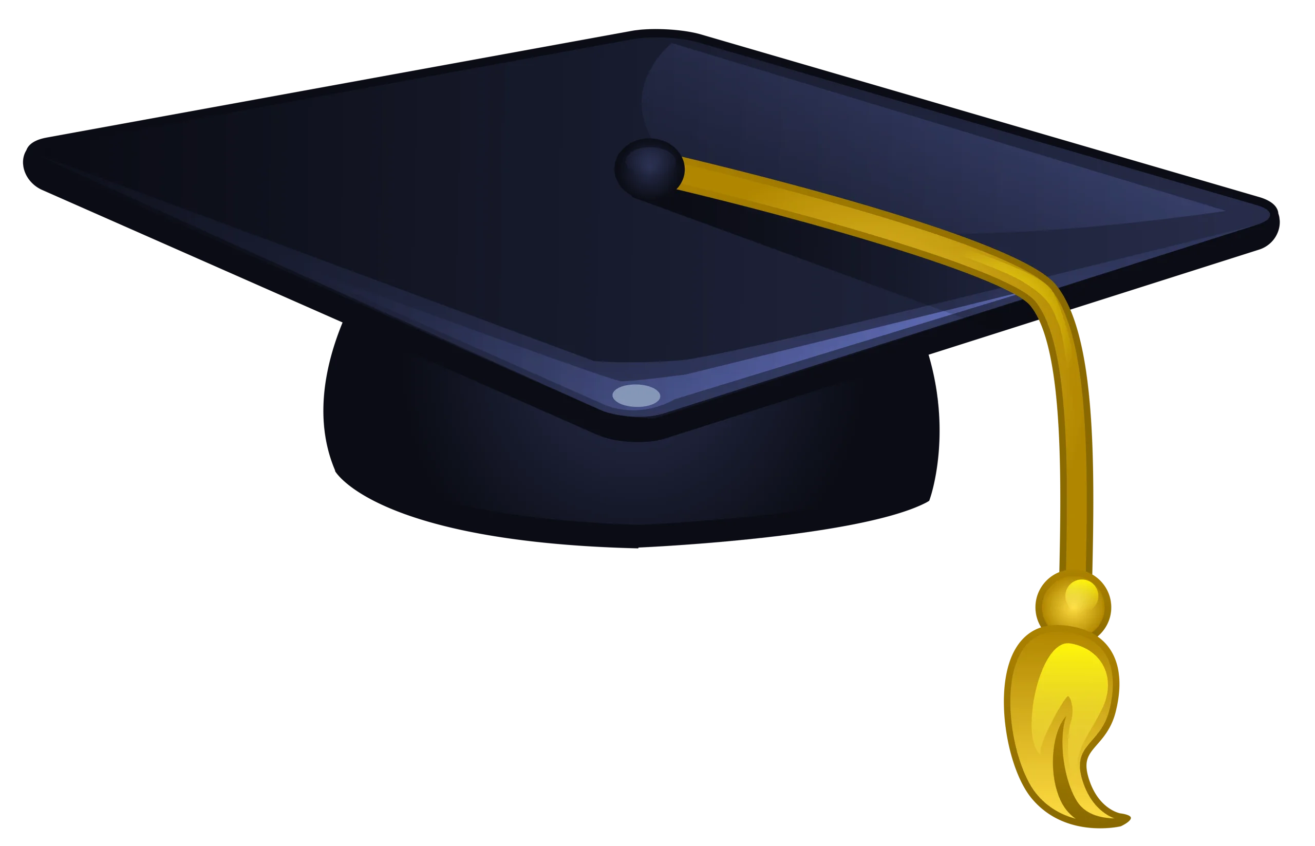 Elegant Navy Blue Academic Graduation Cap Clipart with Golden Tassel