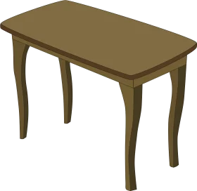 Elegant Wooden Side Table Clipart with Curved Legs in Muted Tan Tone