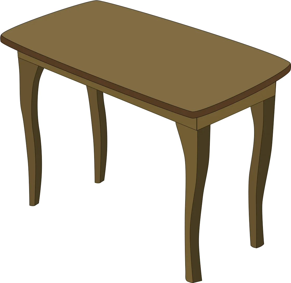 Elegant Wooden Side Table Clipart with Curved Legs in Muted Tan Tone