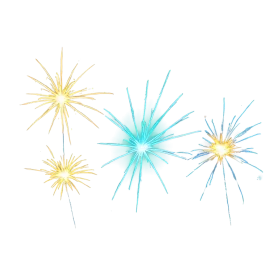 Ethereal Winter Starbursts: Delicate Fireworks Clipart with Icy Radiance