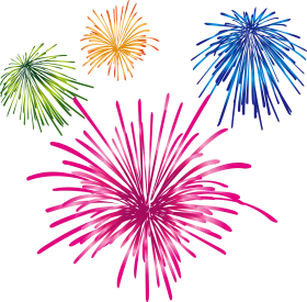 Explosive Colorful Fireworks Celebration Clipart Design for Festive Graphics