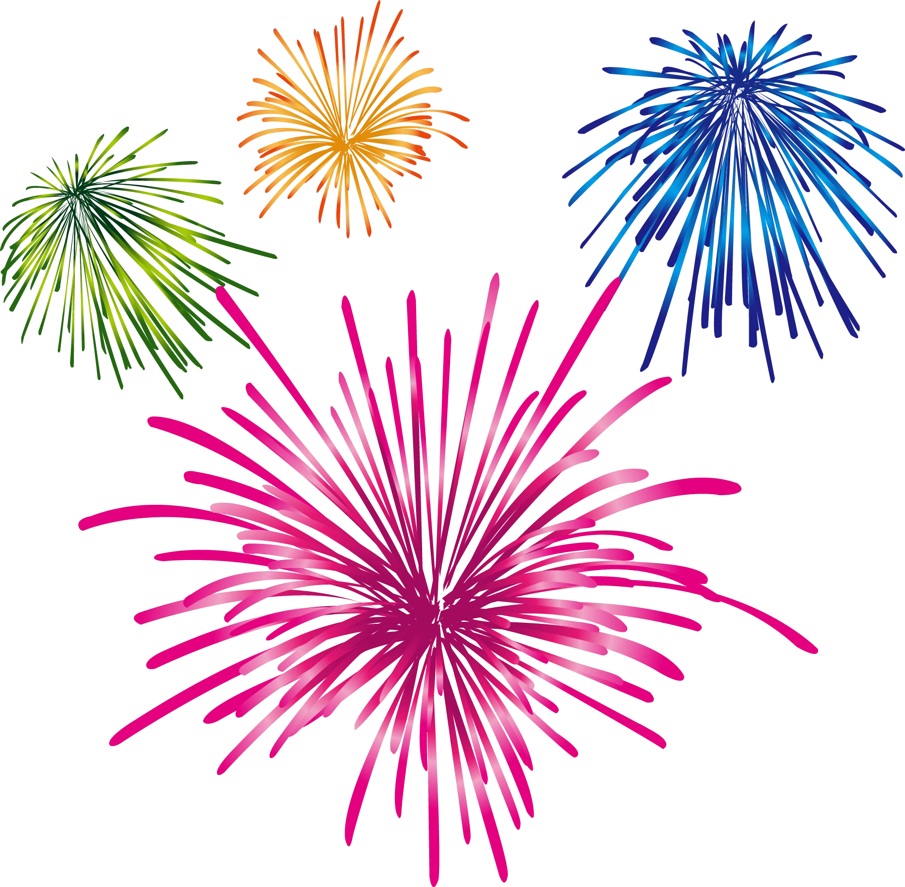 Explosive Colorful Fireworks Celebration Clipart Design for Festive Graphics