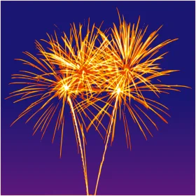 Explosive Golden Fireworks Clipart Illuminating Deep Blue Midnight Sky