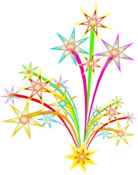 Explosive Multicolored Star-Shaped Fireworks Celebration Clipart Design