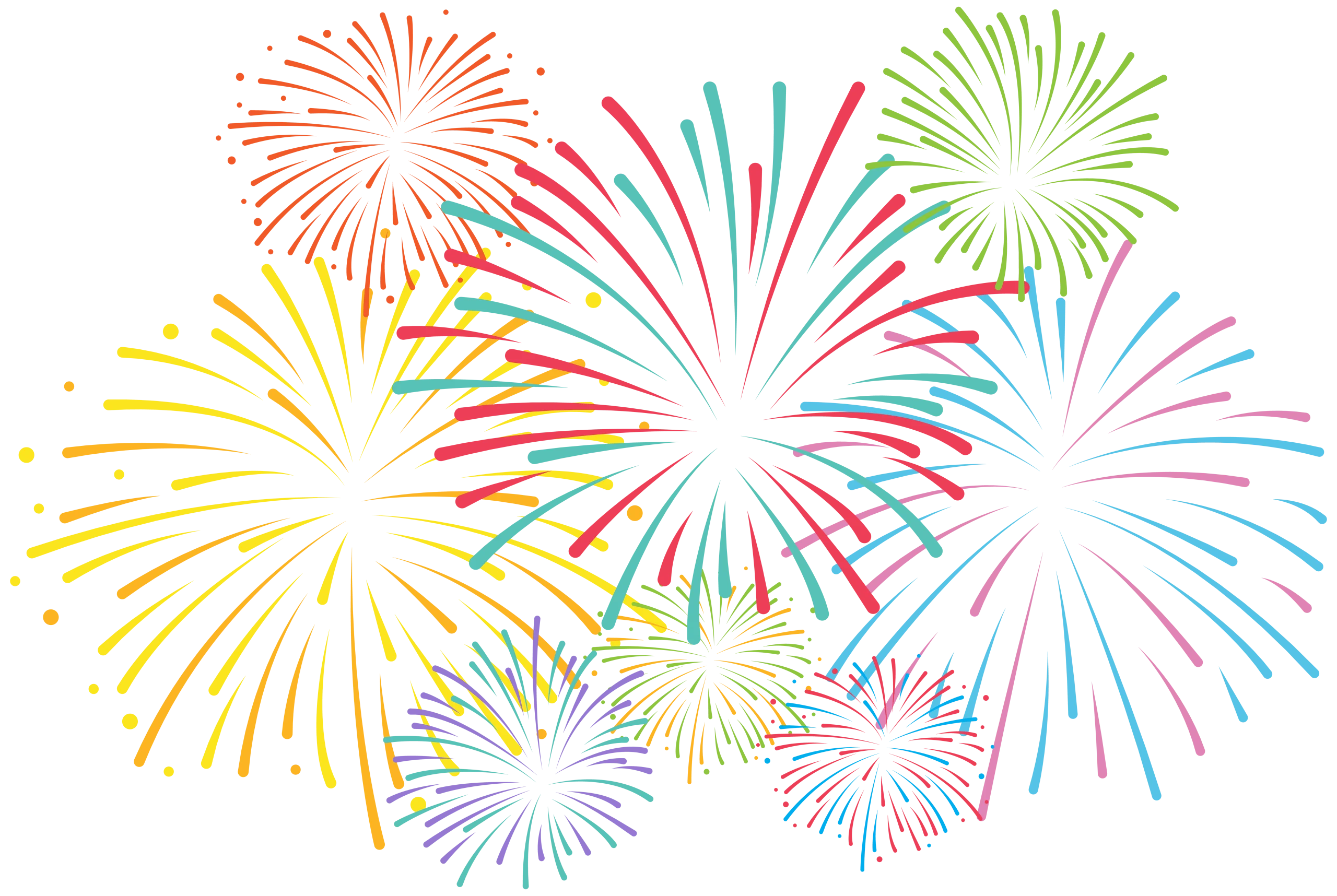Festive Celebration Burst of Colors Fireworks Clipart Design Element