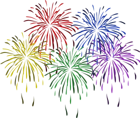 Festive Celebration Fireworks Clipart Bursting with Colorful Explosions of Joy