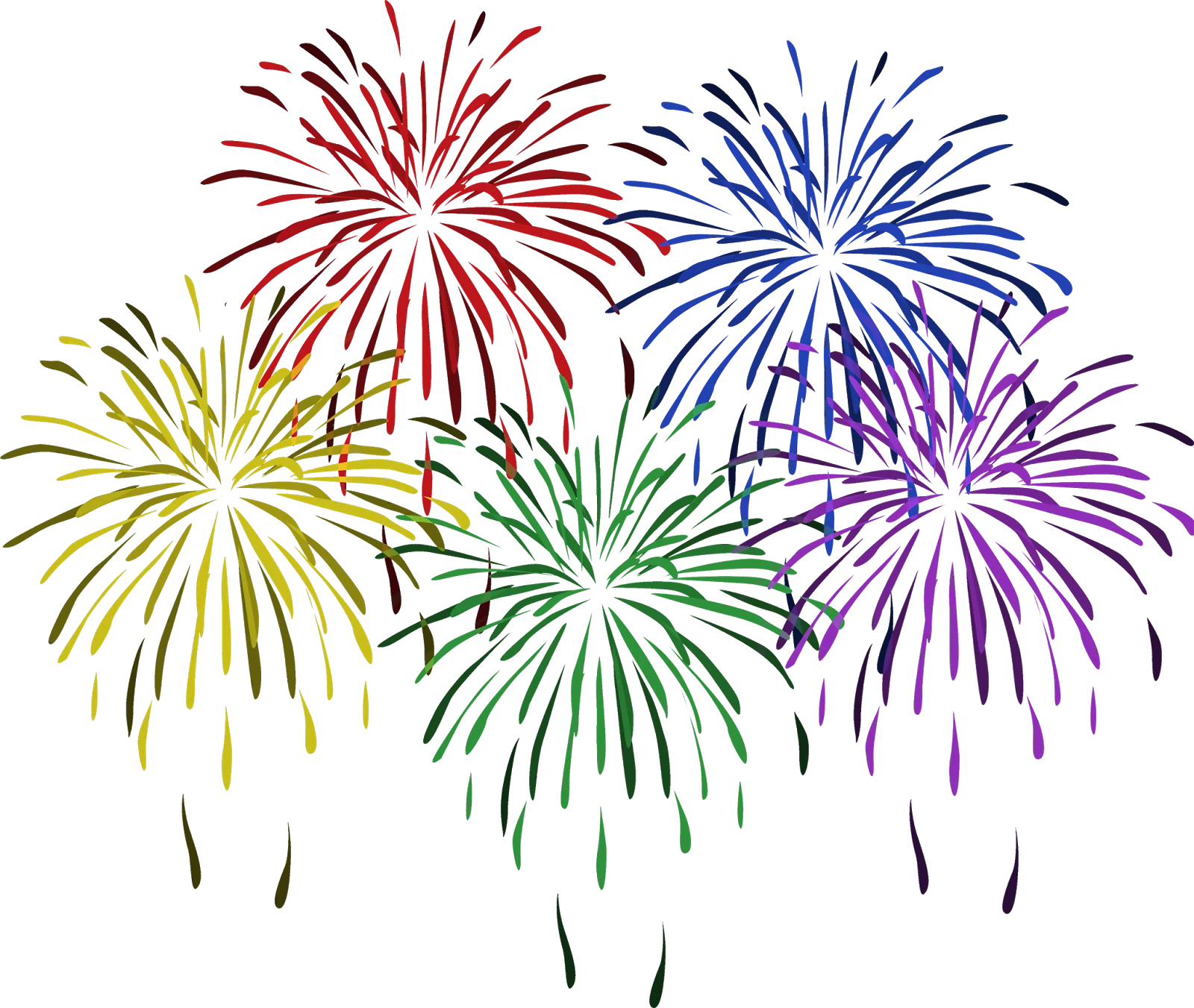 Festive Celebration Fireworks Clipart Bursting with Colorful Explosions of Joy