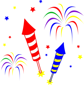 Festive Celebration Fireworks Clipart - Colorful Rockets and Explosive Stars