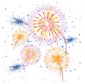 Festive Celebration Fireworks Clipart - Explosive Sparkling Night Sky Illustration