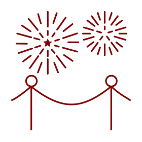 Festive Celebration Fireworks Display Simple Line Art Clipart Design