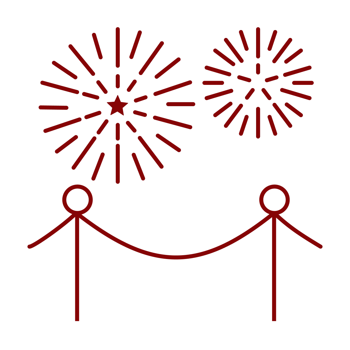 Festive Celebration Fireworks Display Simple Line Art Clipart Design